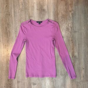 Lauren Ralph Lauren Purple Ribbed Long Sleeve Zipper Accents SZ S